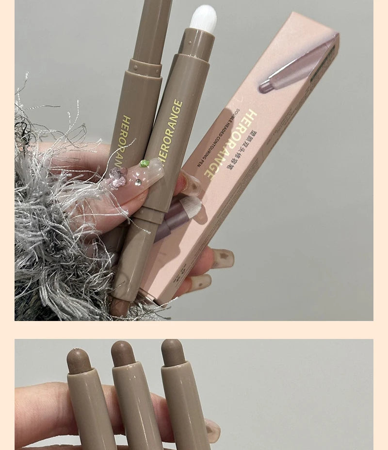 Nose Shadow Bronzers Contouring Makeup Pen Natural Grey Brown Three-dimensional Face Matte Shadow Cream Contour With Brush