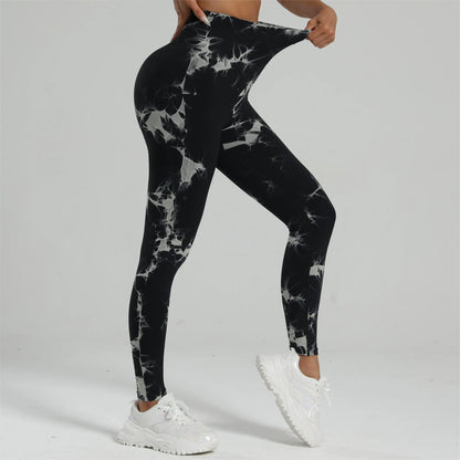 Women Tiedye Gym Leggings Seamless Mujer Push Up Booty Pants Scrunch Sports Fitness High Waist Workout Yoga Leggins Drop Ship