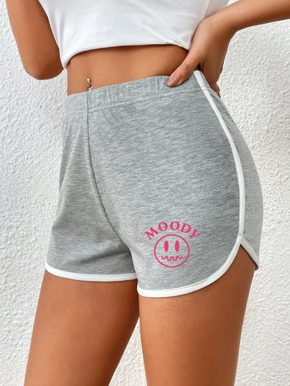 Fashion Print Women's Striped Sports Shorts Simple Loose Casual Slim Shorts High Waist Monochrome Summer Fashion Items