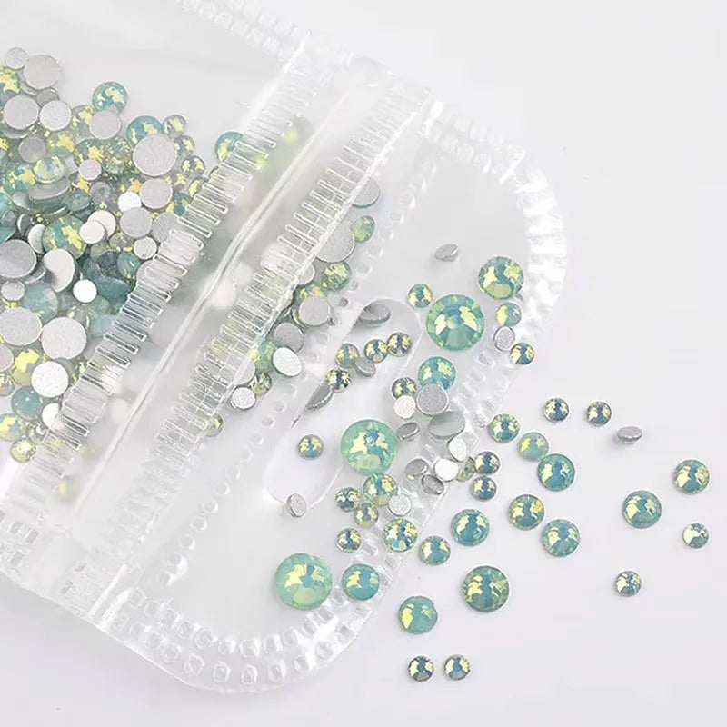 1Bag 350pcs Mixed Size ss6-ss20 Blue/Green/Pink/White Opal 3D Crystal Nails Art Rhinestone,Flatback Glass Nail art Decoration