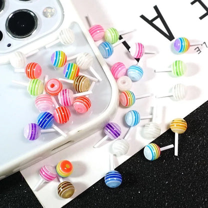 50pcs Miniature Lollipop/ 1:12 kawaii charm for Nails, Crafts, Jewelry/ Cute 3D Studs Charms Jewelry, 3D Lollipop Charms