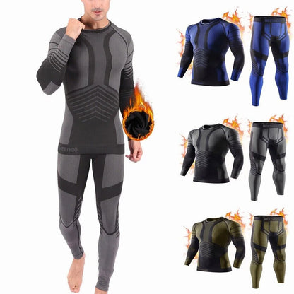 2 pieces of men's thermal underwear set, quick-drying long-sleeved top and comfortable high-elastic breathable tights, suitable