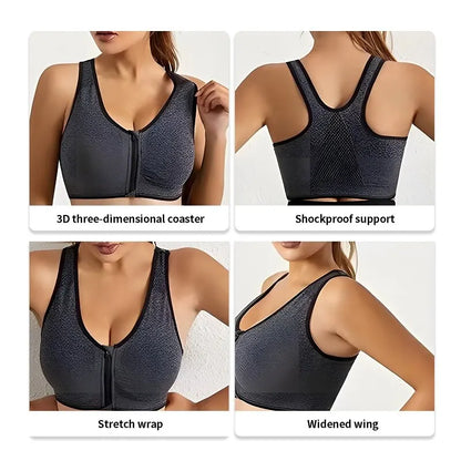 Women Seamless Bra Underwear Camisole Crop Top Free Size Black Skin Blue Front Zipper Breathable Sports Fitness Yoga Casual