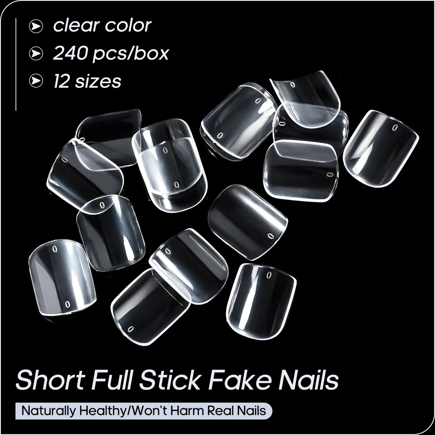 Short Square Nail Tips 240 Pcs Square False Nail Clear Full Cover Press On Nails Soft Acrylic Fake Nails For Nail Salon