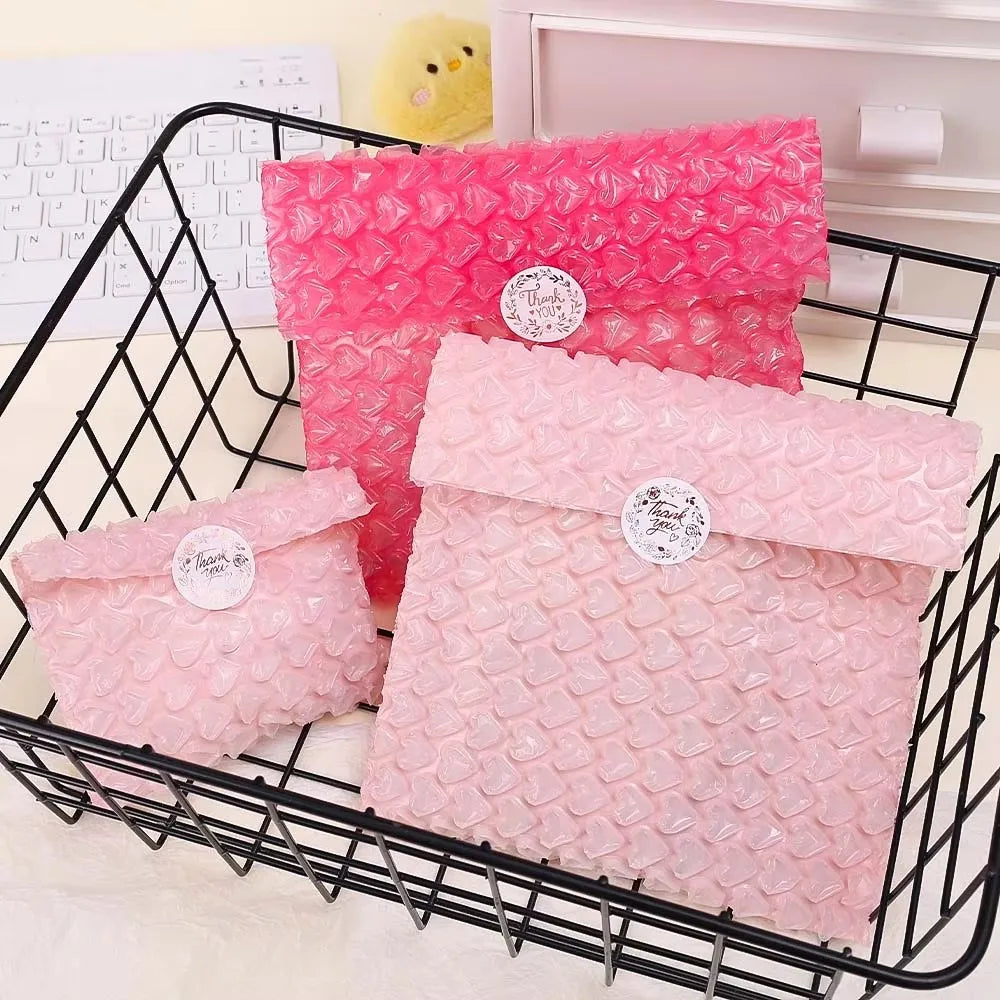 50-5Pcs Pink Love Bag Bubble Envelope Bubble Envelope Padded Envelopes Packaging Bag Business Bubble Mail Decor Packaging Sack