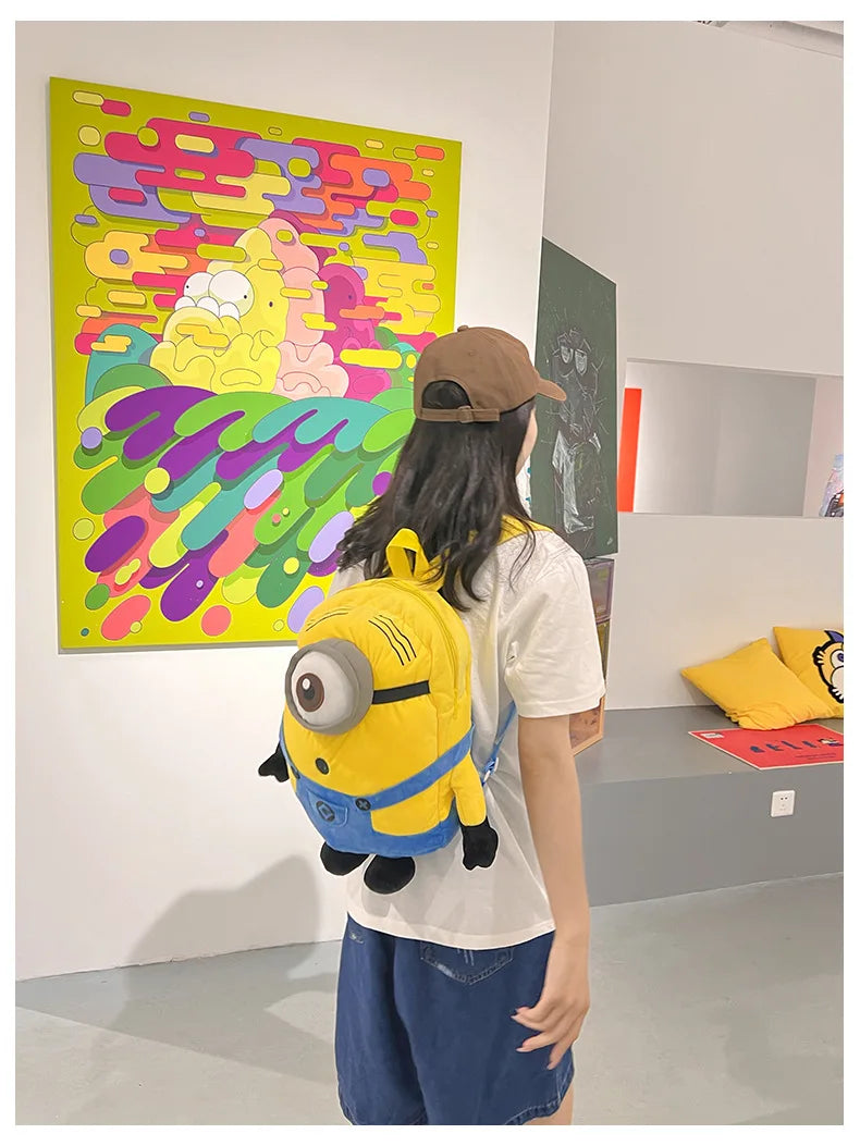 New Cartoon Anime Plush Backpack Minions Doll Large Size School Bag Large Capacity Student Cartoon Backpack