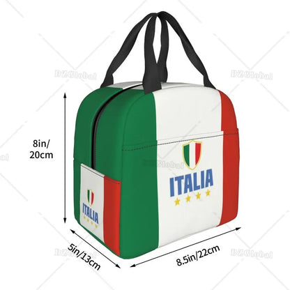 Flag of Italy Lunch Bag Women Italian Patriotic Resuable Cooler Thermal Insulated Lunch Box for Work School Picnic Food Bags