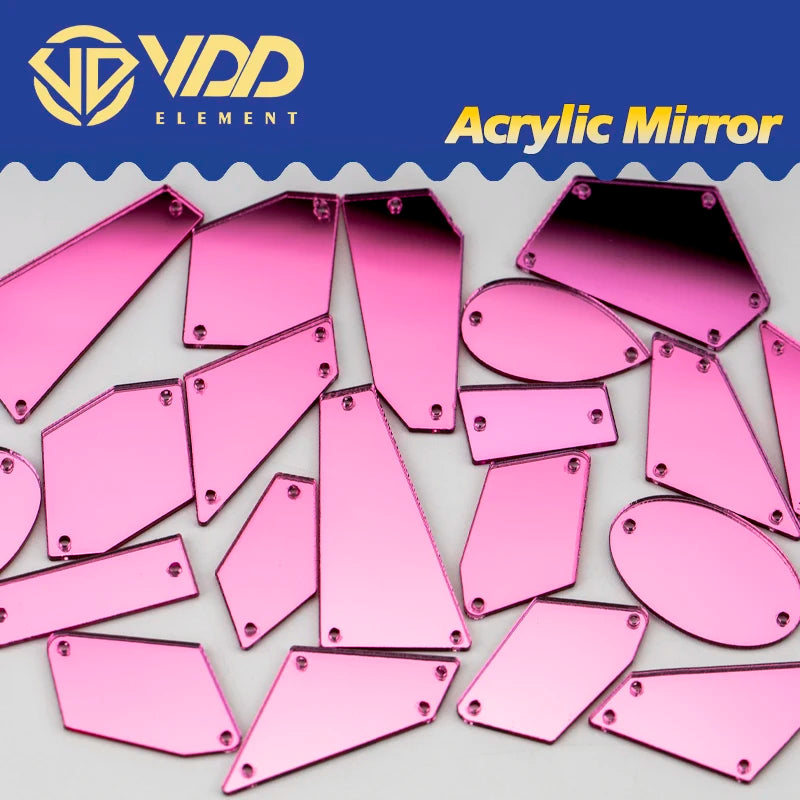 VDD 30/60Pcs Mix Size Acrylic Mirror Sewing Rhinestones Sew On DIY Crafts Flat Back Sewn Stones For Garment Dress Decorations