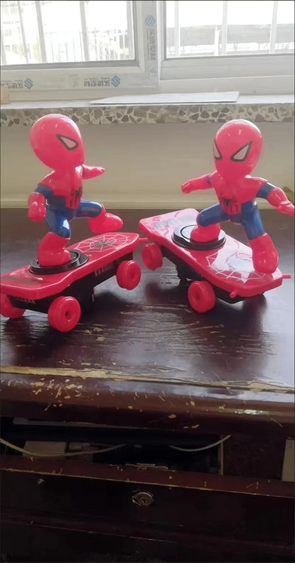 Hot The Avengers Spiderman Automatic Flip Rotation Skateboard Acousto-Optic Car Electric Music Stunt Scooters Toys Birthday Gift