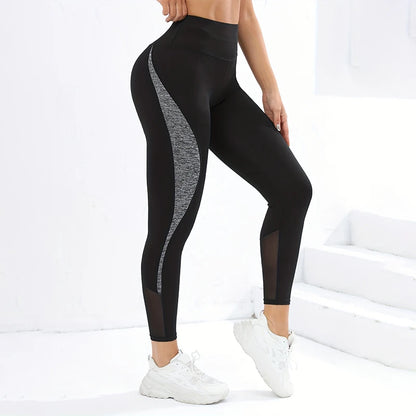 High Waist Splicing Multi Color Yoga Leggings Tummy Tightening Fitness Running Four Way Stretch Yoga Pants