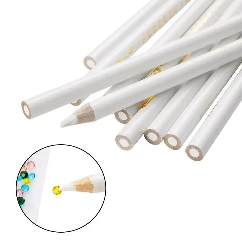 20/5Pcs Rhinestone Picker Dotting Pencil White Wax Pen for Picking Up Stones Crystal Bead Applicator Nail Art Decoration Tools