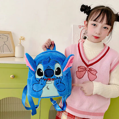 Disney  Stitch Plush New Backpack Cartoon Fashion 3d Mini Women's Backpack Large Capacity Cute Children's Schoolbag High Quality