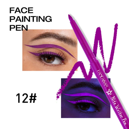 Fluorescent UV Light Neon Eyeliner Pen Waterproof Yellow Purple Orange Color Gel Eye Liner Pencil Eyes Make Up Cosmetics Tool