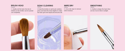 3pcs Kolinsky Acrylic Nail Brush Good Quality Nail Art Mink Brush Wood Handle Gel Builder Manicure Brush Drawing Tools