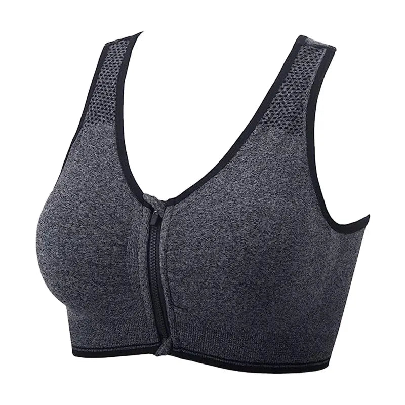 Women Seamless Bra Underwear Camisole Crop Top Free Size Black Skin Blue Front Zipper Breathable Sports Fitness Yoga Casual