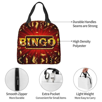 Hot Game Bingo Lunch Bag Leakproof Cooler Thermal Insulated Lunch Box For Women Kids School Beach Camping Travel Food Tote Bags