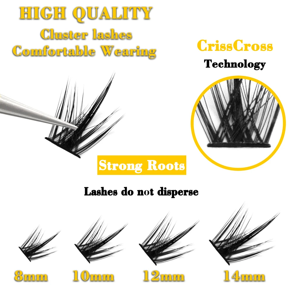 Kimcci 36 Segmented False Bundles Eyelashes Bundles Natural 3D Russian Volume Faux Eyelashes Individual Mink Eyelash Extension