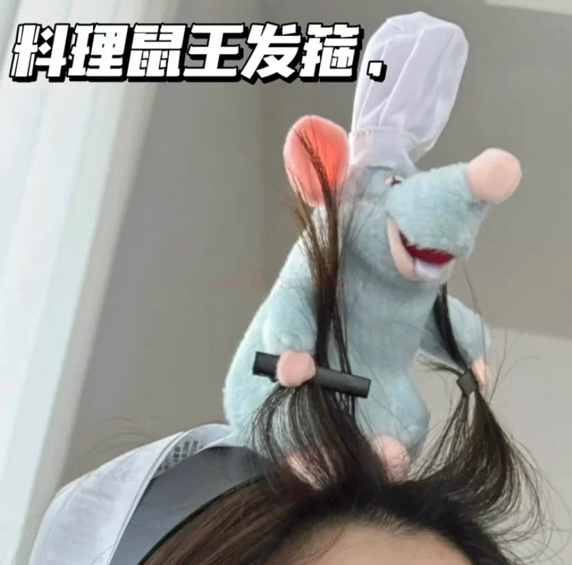 Disney Ratatouille Hairband New Cartoon Plush Doll Headband French Wide-Brimmed Hairpin Photo Headdress Creativity Girl Toy Gift