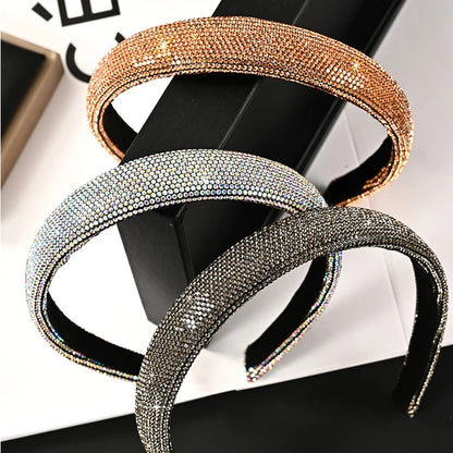 Luxury Baroque Full Rhinestone Sponge Headband Fashion Hair Accessories Women Rhinestone Shiny Hairbands Cute Hair Hoop Headwear