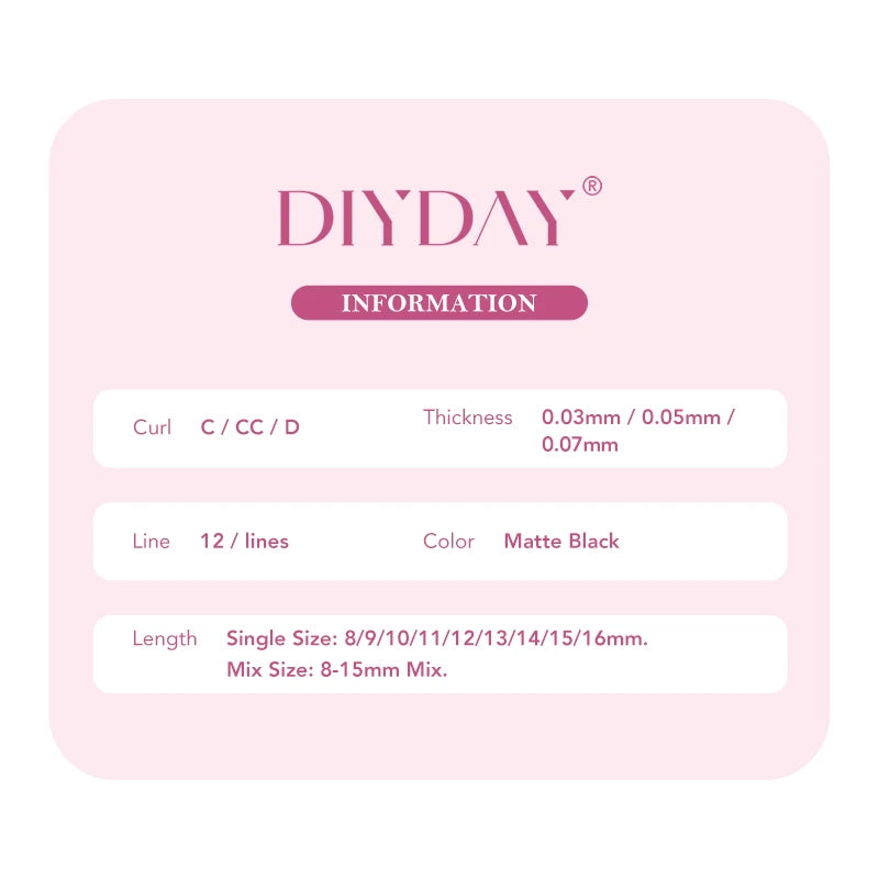 DIYDAY Easy Fan Volume Eyelash Extensions Wholesale C D Curve Easy Blooming PBT Mink Eyelashes Camellia False Lashes Supplies