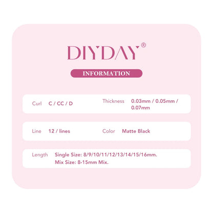 DIYDAY Easy Fan Volume Eyelash Extensions Wholesale C D Curve Easy Blooming PBT Mink Eyelashes Camellia False Lashes Supplies