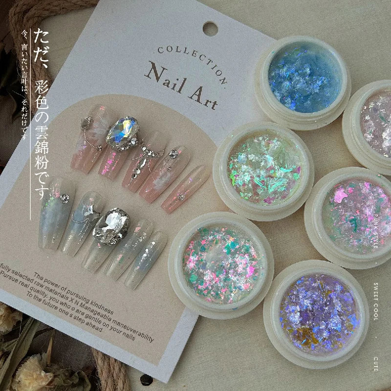 1Pc Ultra-Thin Nail Irregular Art Glitter Sequins Aurora 6 Colors Nail Glitter Paillette Flakes For Sparkle Nail Art Accessories