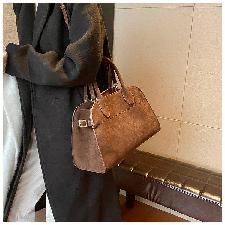 Ladies' Top-handle Bag High-end Feel Niche Design Large Capacity Vintage Commute Handbag For Autumn/winter Season