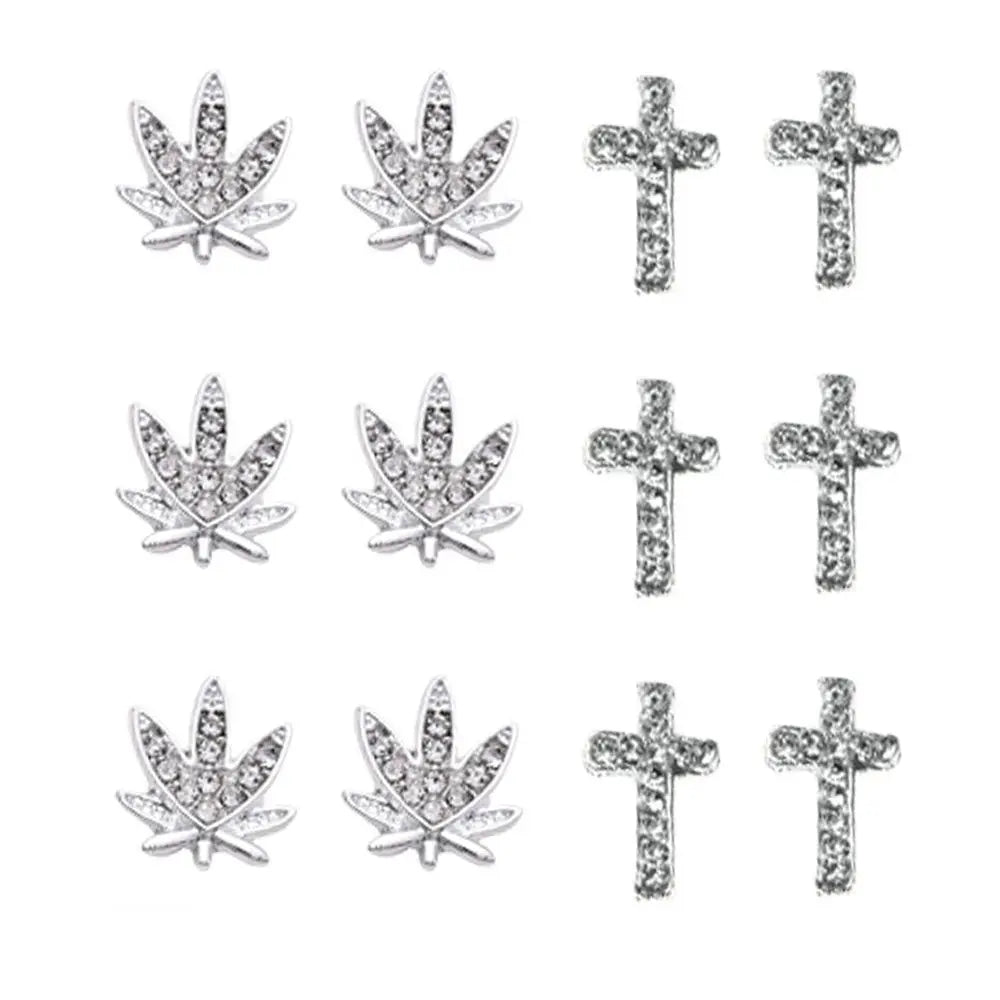 10Pcs Punk Cross With Rhinestones Nails Decoration Luxury Retro Gothic Designer Nail Charms Classic Cross nail parts Manicure*