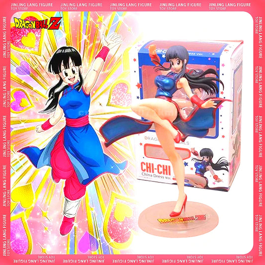 Dragon Ball Figures Chichi Figure Cheongsam Chichi Action Figure Pvc Model 20cm Statue Collectible Doll Ornament Toys Kids Gifts