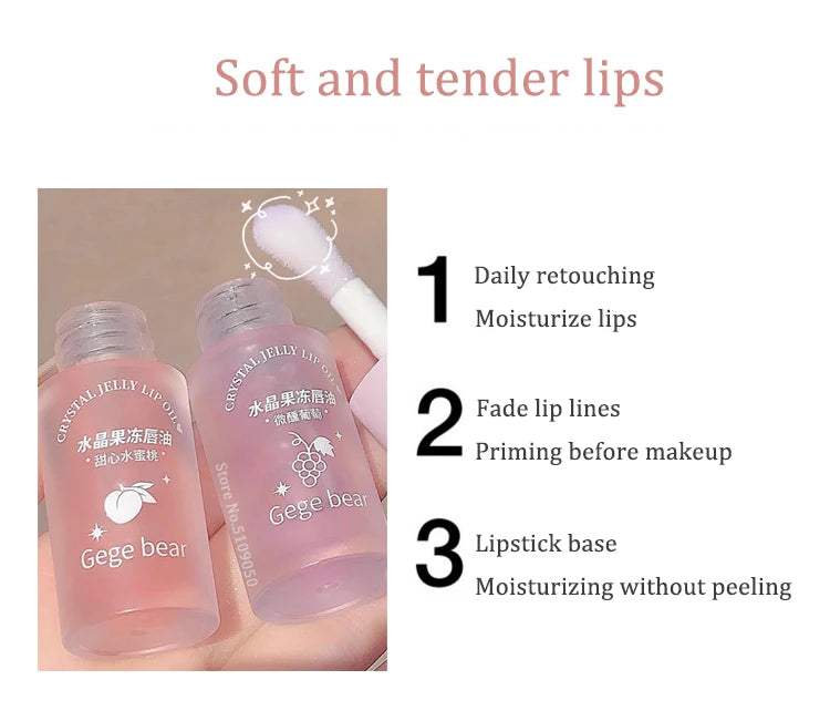 Crystal Jelly Lip Oil Hydrating Plumping Lip Coat For Lipstick Lipgloss Tinted Clear Lip Plumper Serum Lip Care Fruit Lip Balm