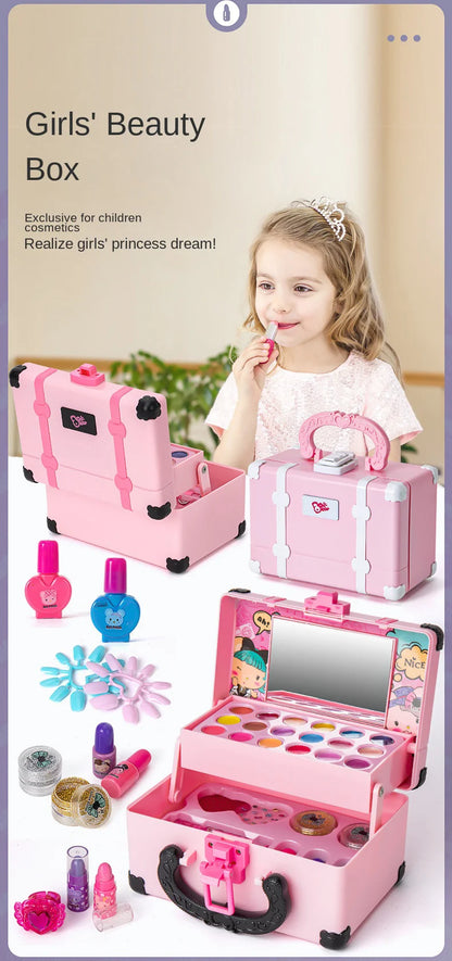 Children Makeup Cosmetics Pretend Playing Box Princess Make Up Girl Toy Play Set Lipstick Eye Shadow Safety Nontoxic Kit Toy Kid