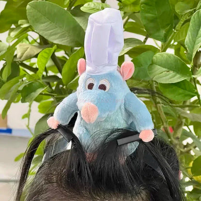 Disney Ratatouille Hairband New Cartoon Plush Doll Headband French Wide-Brimmed Hairpin Photo Headdress Creativity Girl Toy Gift