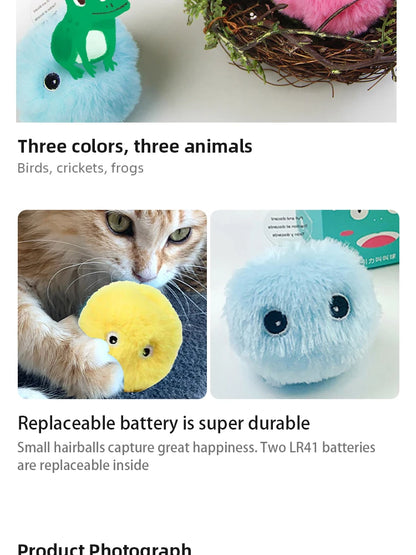 Interactive Ball Smart Cat Toys Plush Electric Catnip Training Toy Kitten Touch Sounding Pet Product Squeak Toy Ball