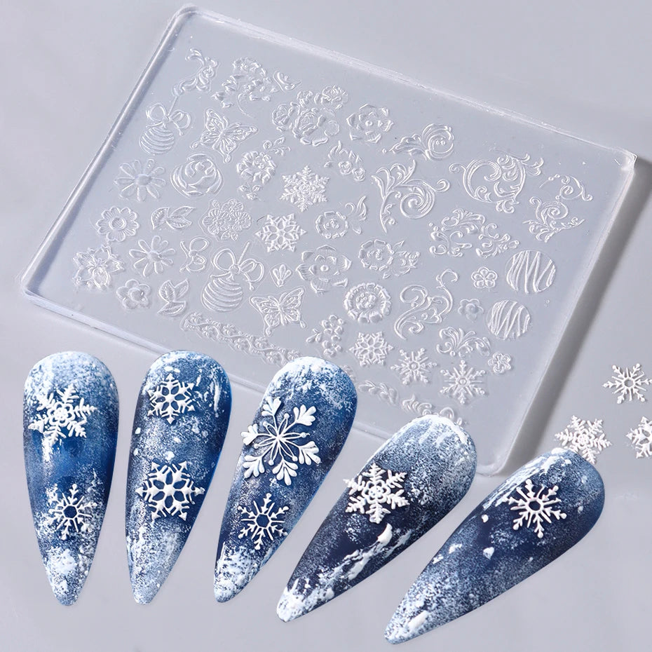 Christmas Nails Stamping Plates Snowflakes Elk New Year Letters Template Xmas Light Ball Gift Design Stamp Printing Stencil Tool