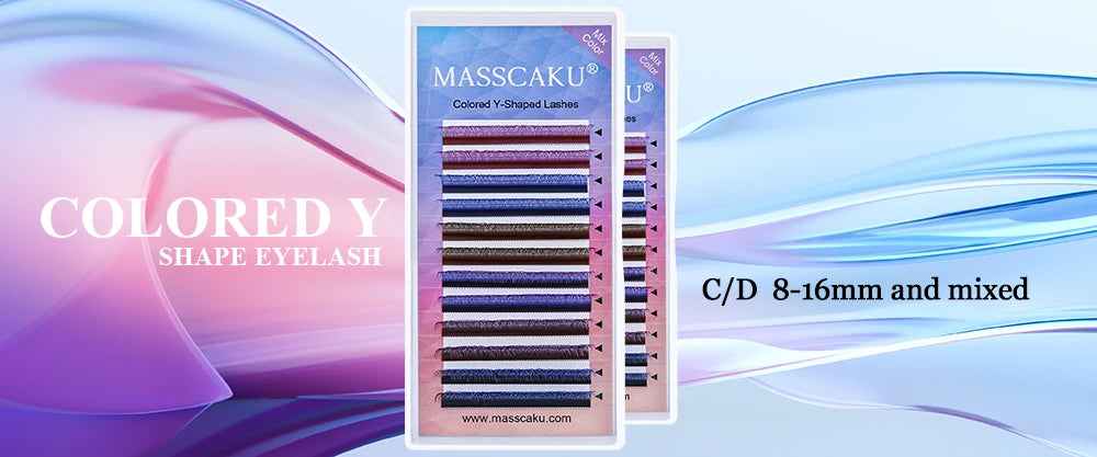 MASSCAKU 12Lines YY Shape New Colored Volume Lashes Mink Fluffy Y Design Eyelash Extensions Comfortable Individual Eyelashes