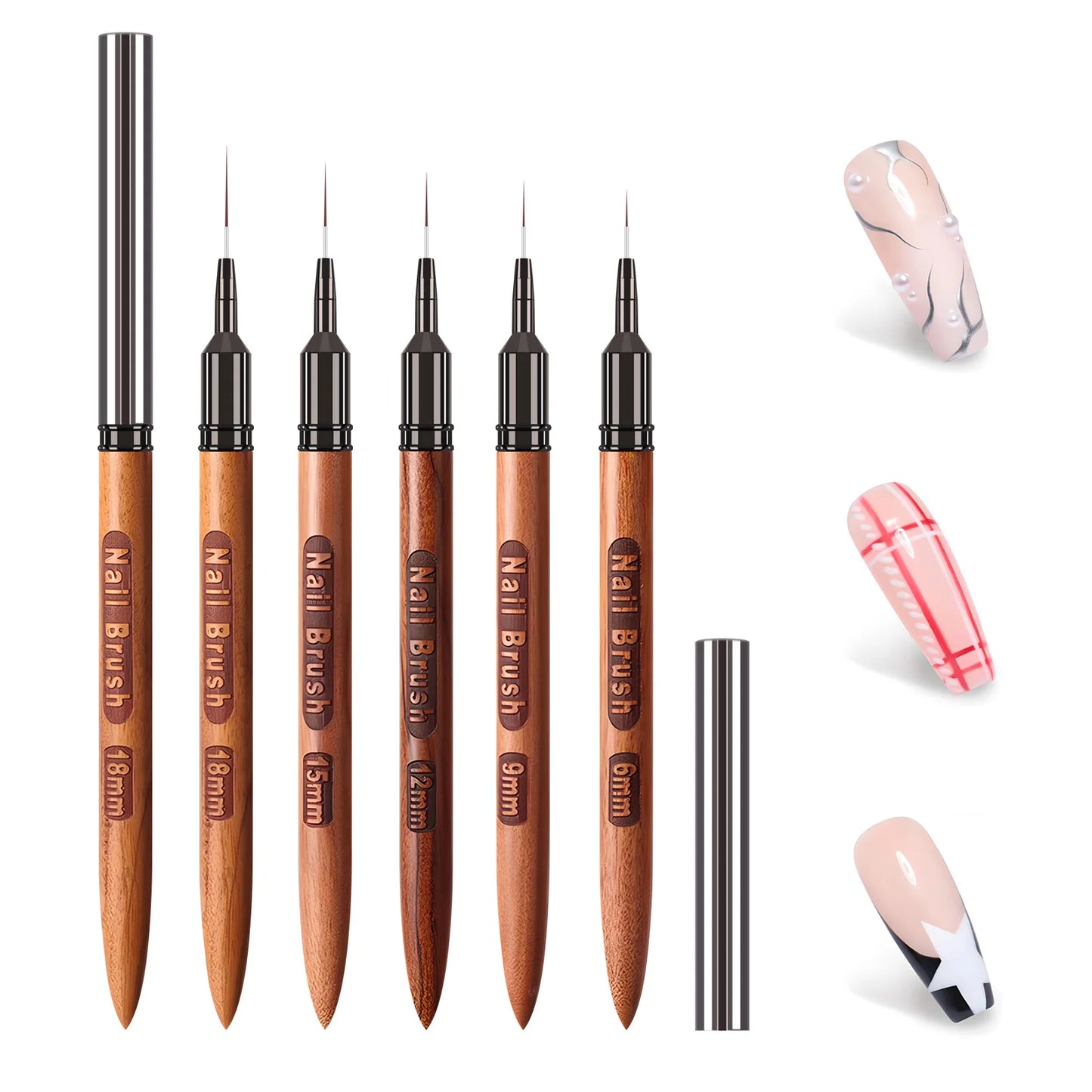 Nail Art Liner Brushes Set Elongated Lines Striping Drawing UV Gel Painting Nail Design Pen Professional Manicure Tool