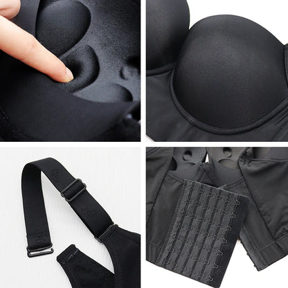 Push Up Bra for Women Deep Cup Hide Licensed Lingerie 34-50 Plus Size Bra Bralette Black Sexy Bra Underwear Women Backless Bra