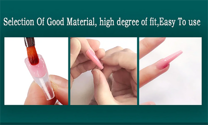 Resuseable Manicure Tool Full Cover Stiletto Coffin Almond Nail UV Gel Plastic Mold for Quick Building Nail Extension Dual Forms