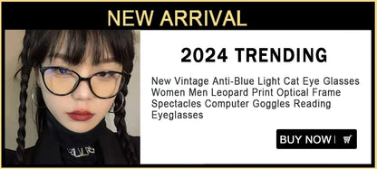 2024 New Anti Blue Light Cat Eye Glasses Women Men Brand Trend Transparent Computer Eyewear Optical Spectacle Blocking Eyeglass