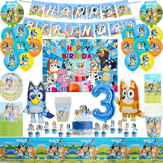 Happy Dog Theme Birthday Party Decoration Foil Latex Balloon Banner Backdrop Cake Topper Tableware Kids Party Supplies Pet Toy