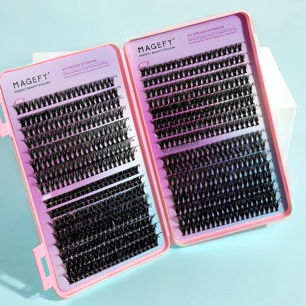 MAGEFY DIY Lashes Extensions Kit 800pcs Lash Clusters 80D/100D Wispy Individual Lashes Mix 9-18mm Cluster Eyelash Extension