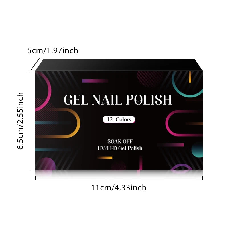 12pcs Christmas Gel Nail Polish Set,Glitter Sequins Gel Polish Semi Permanent Soak Off UV LED Nail Art Varnish Manicure Kit DIY