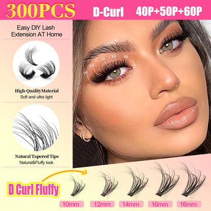 Fluffy Cluster Lashes set Bond and seal Glue Applicator kit Russian thick D Curl Natural eyelash Extension DIY Makeups supplies