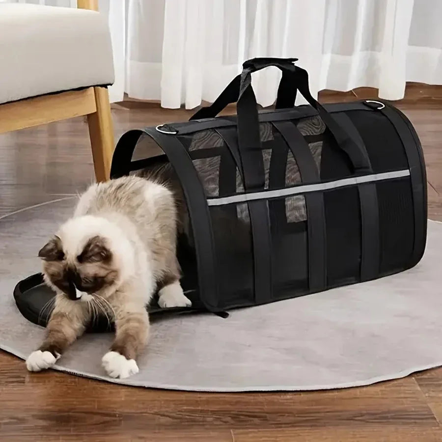 Ventilated Pet Carrier for Cats and Dogs - Lightweight and Durable with Secure Zipper - Great for Travel, Hiking and Outdoor