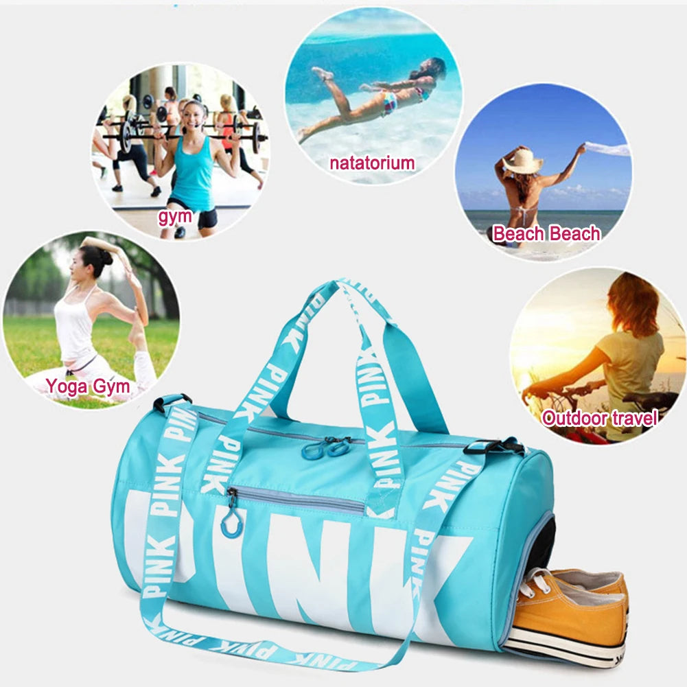 Handheld Portable Gym Bags Adjustable Shoulder Strap Yoga Sports Pouch with Shoe Compartment Multifunctional for Travel Swimming