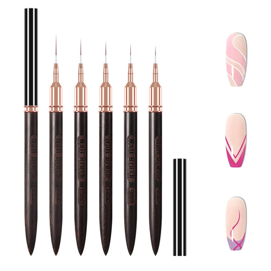 Nail Art Liner Brushes Set Elongated Lines Striping Drawing UV Gel Painting Nail Design Pen Professional Manicure Tool