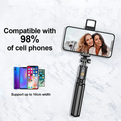 Wireless Selfie Stick Tripod Stand with Detachable Remote for iPhone Mobile Phone Tiktok Live Streaming