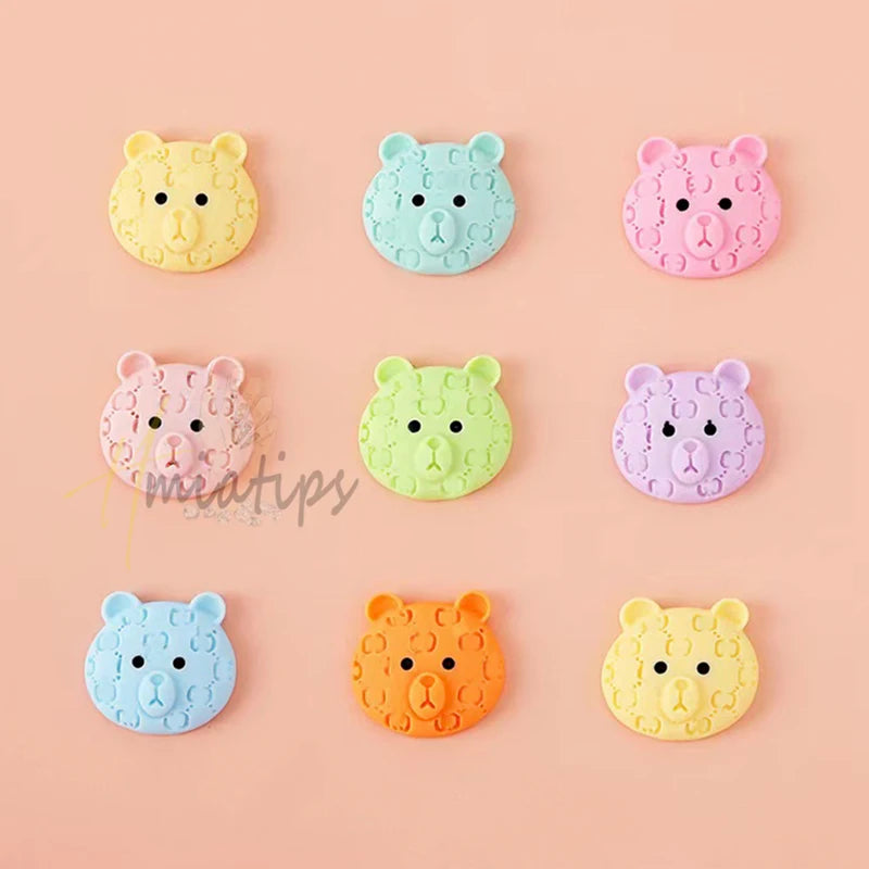 10PCS Cute Dopamine Wearing Resin Cartoon Rabbit Handmade Bear Kawaii Accessories Manicure Tool Acrylic Press On Nails