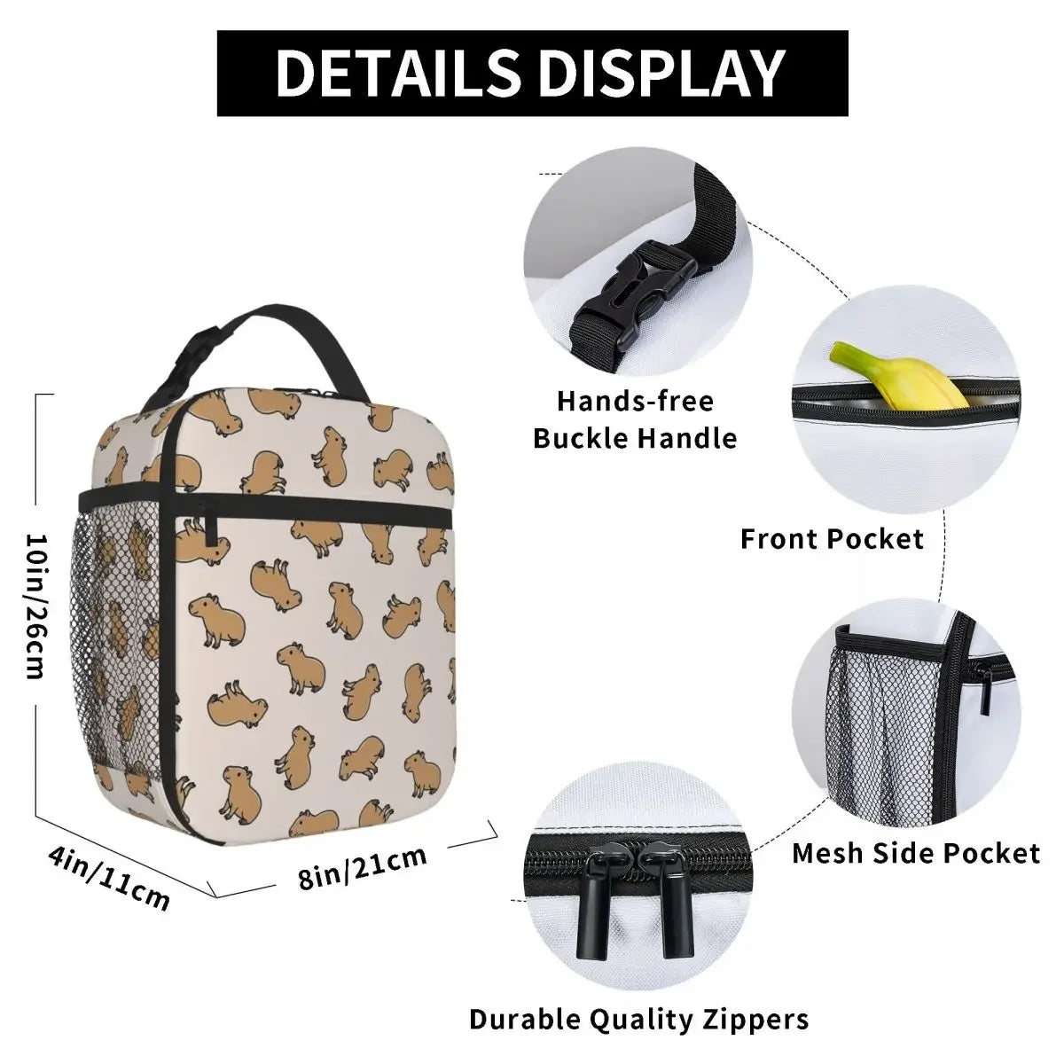 Capybara Insulated Lunch Bags Waterproof Picnic Bags Thermal Cooler Lunch Box Lunch Tote for Woman Work Children School