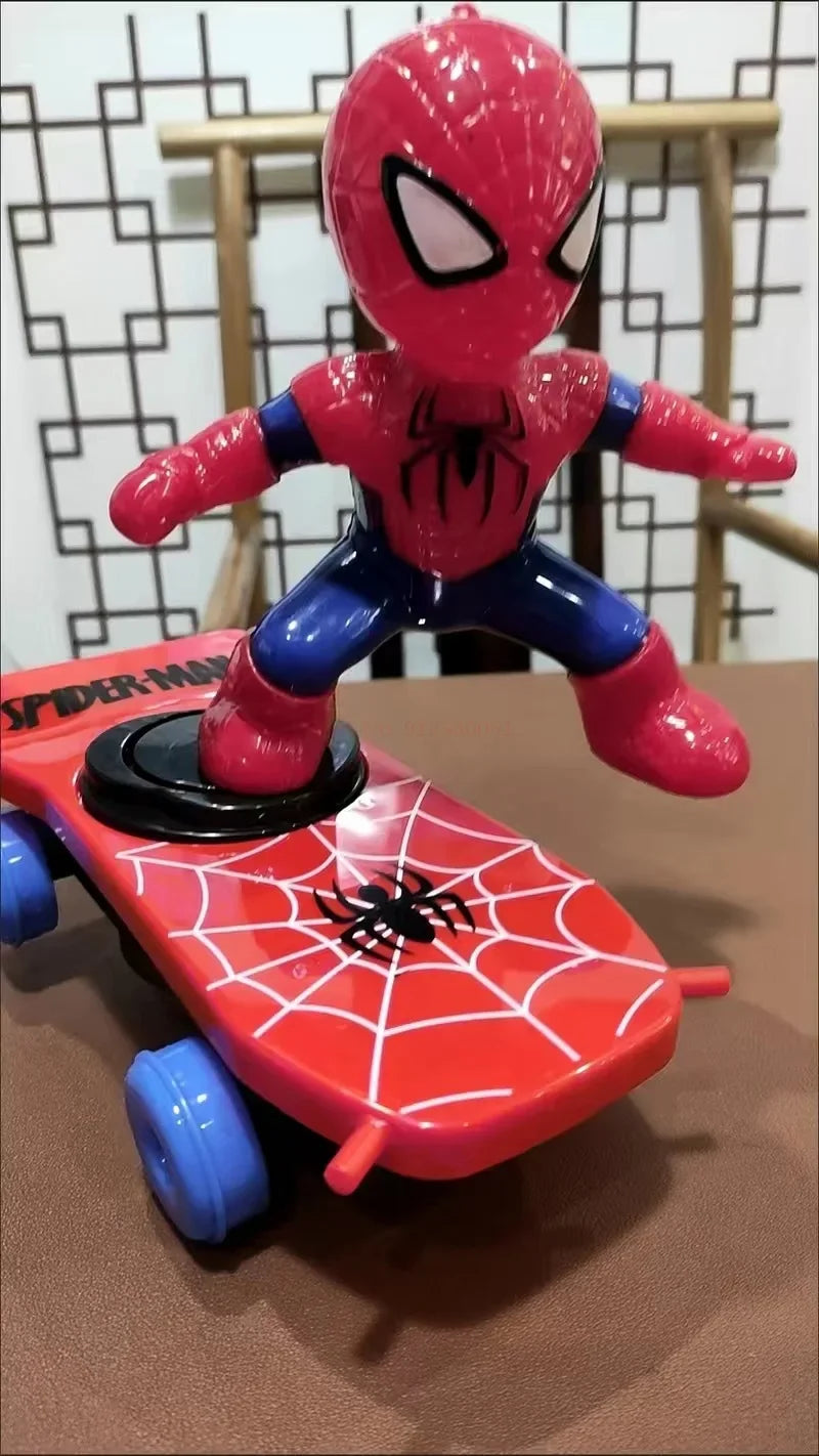 Hot The Avengers Spiderman Automatic Flip Rotation Skateboard Acousto-Optic Car Electric Music Stunt Scooters Toys Birthday Gift